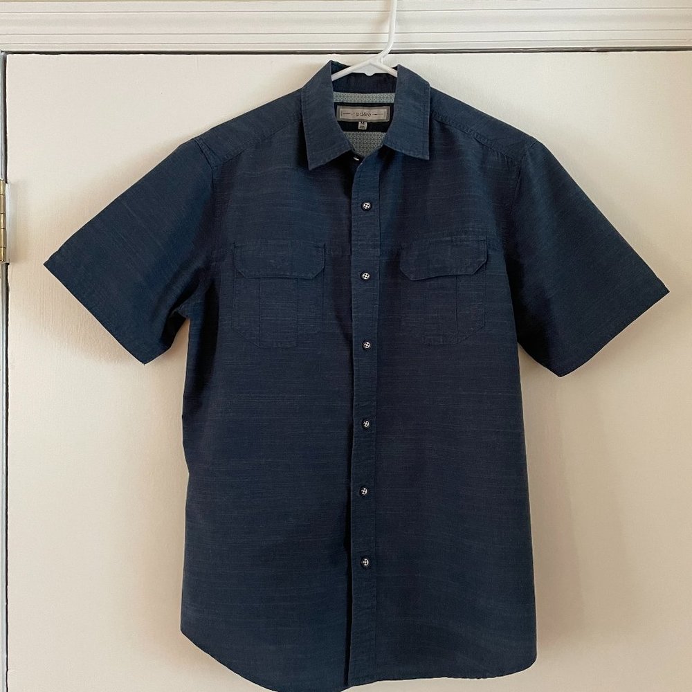 PD&C Men's Navy Blue Short Sleeve Shirt